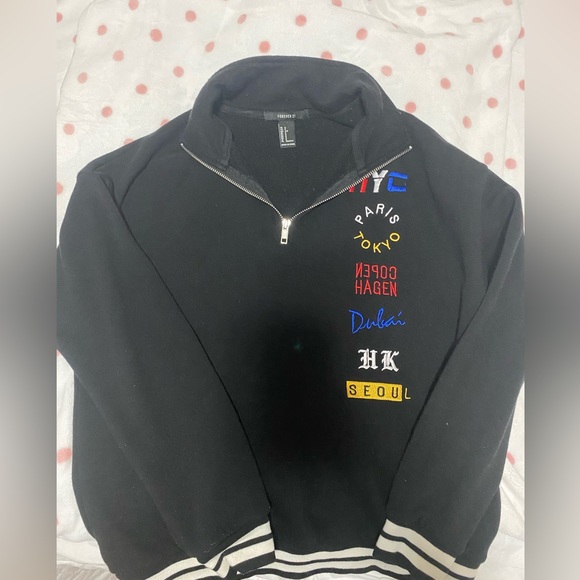 Forever 21 Black Quarter Zip City Sweatshirt - Picture 5 of 6